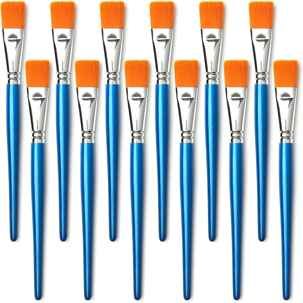 1 inch Flat Paint Brushes for Acrylic Painting,12 Pieces Large Synthetic Paint Brushes Bulk with Wooden Handle for Acrylic, Watercolor, Oil, Crafts, Face Body Art Robin